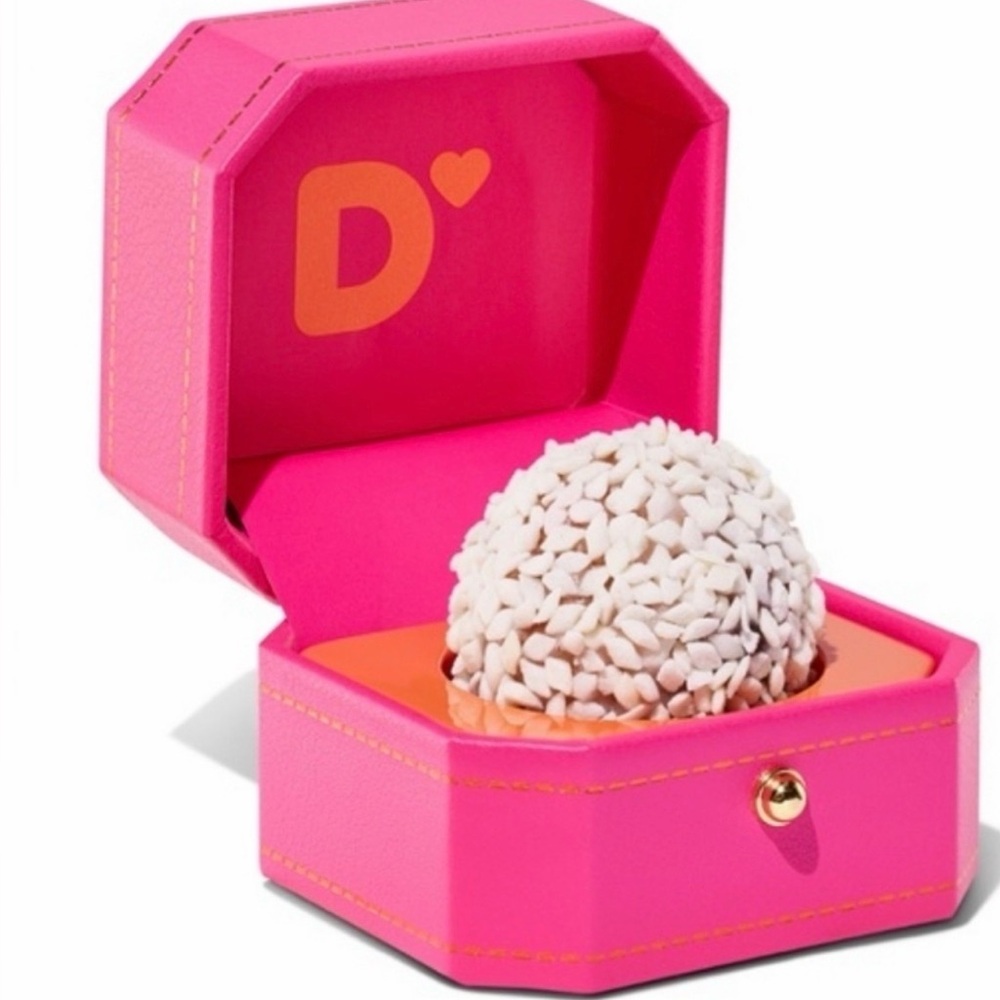 Dunkin Donuts Pink Octagonal Jewelry Box proposal ring engagement collectors